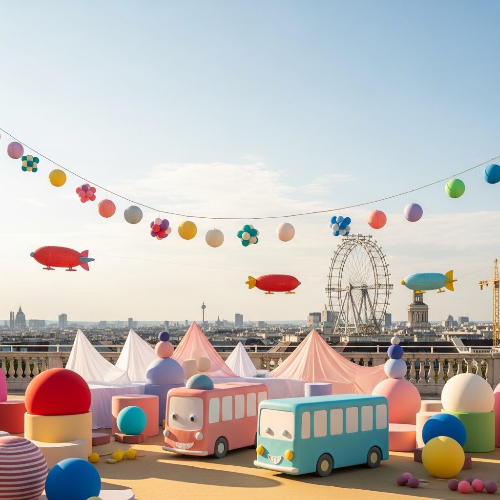 Hüpfburg mieten Wien – Öffentliche Verkehrsmittel clever nutzen – symbolische Party-Szene in Wien ohne konkrete Hüpfburg