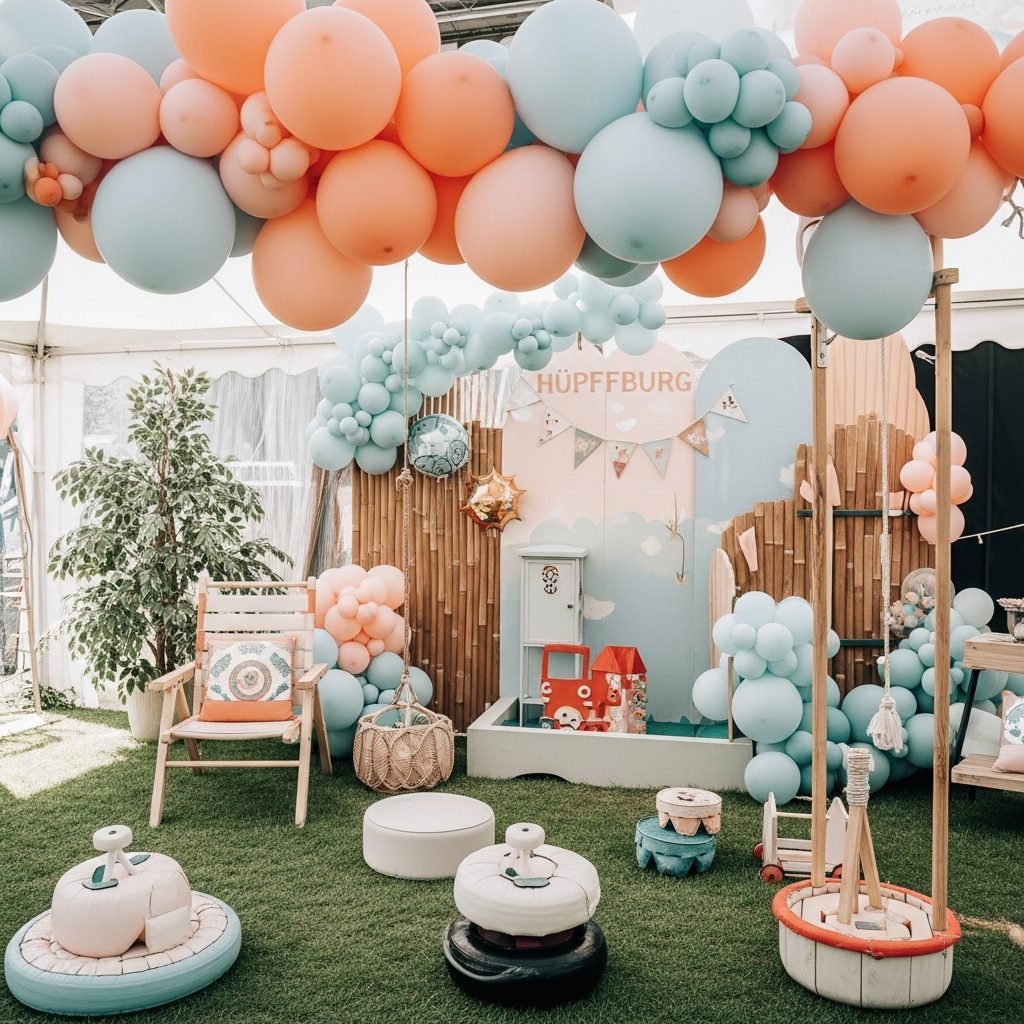 Hüpfburg Sicherheit in Wien – Leitfaden für Eltern und Veranstalter:innen – Detailaufnahme von Dekoration und Softplay-Elementen in Wien