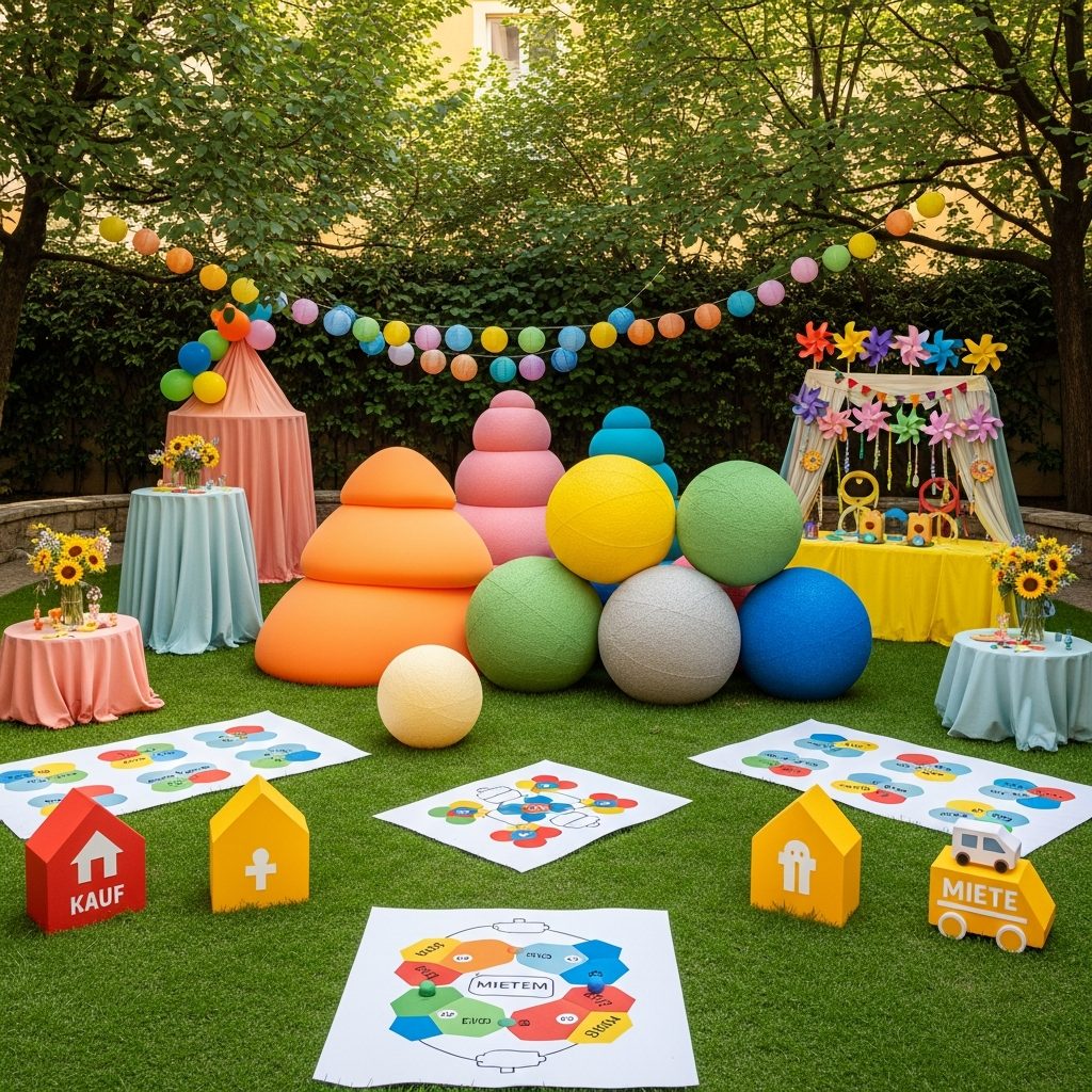 Hüpfburg mieten oder kaufen in Wien – Wirtschaftlichkeits-Check 2025 – symbolische Party-Szene in Wien ohne konkrete Hüpfburg