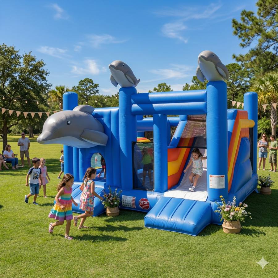 Hüpfburg Flipper mit Rutsche Hüpfburg mieten Wien – Partybienchen